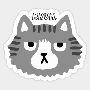 Bruh Cat Grey Striped Tabby Sticker